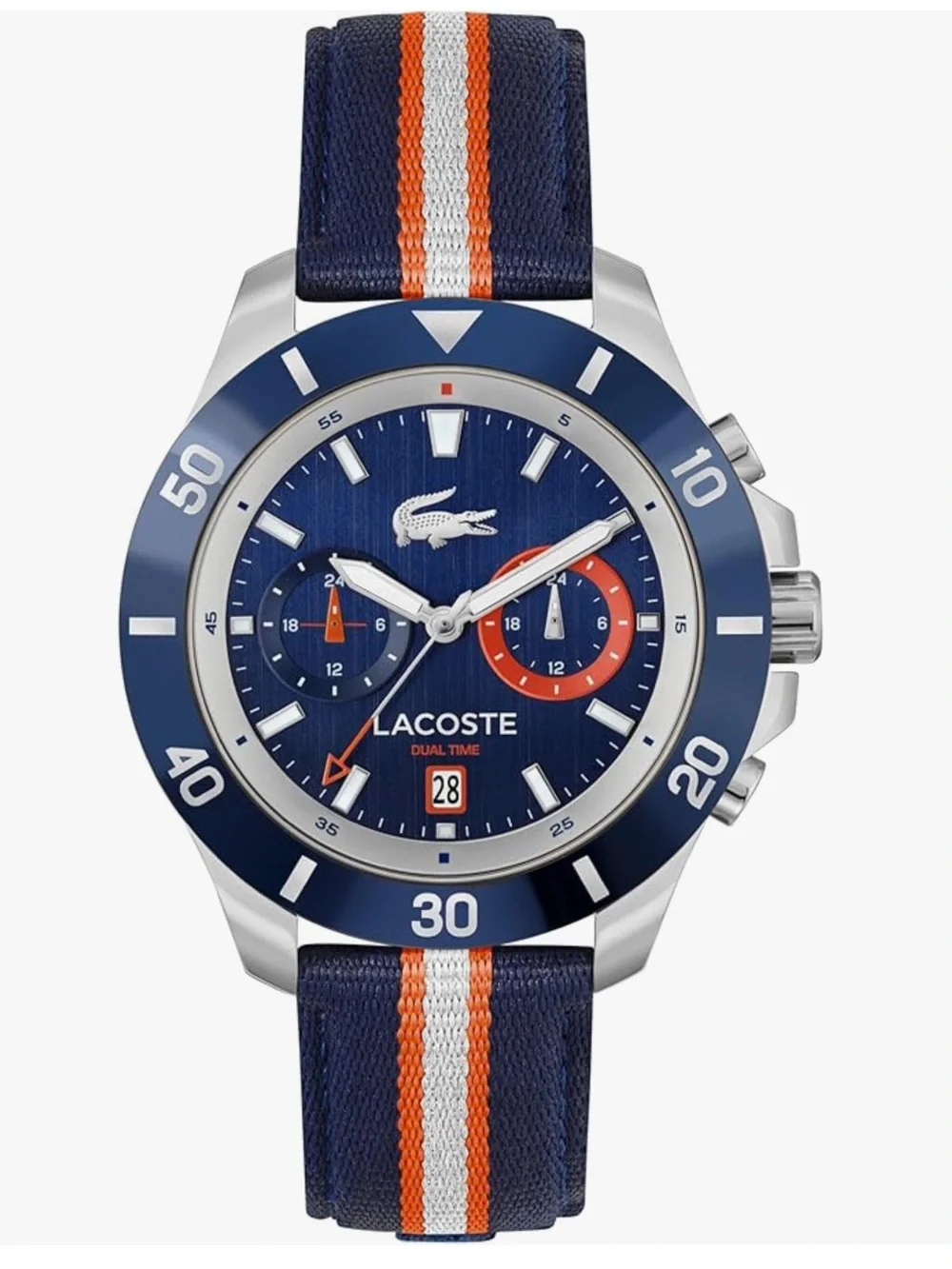New Uniq Lacoste Blue and Orange Sport Chronograph Watch